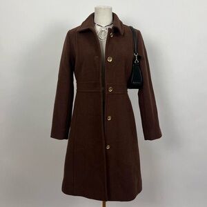 Brown midi trench coat jacket with gold buttons by j.crew